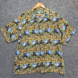 VTG Reyn Spooner Hawaiian Shirt Mens 2XL Aloha Floral Graphic Jungle Trees Aloha